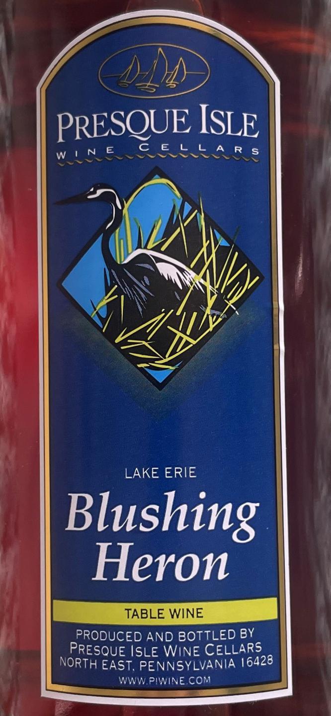 Presque Isle Wine Cellars Blushing Heron sweet rose Creekside Label photo
