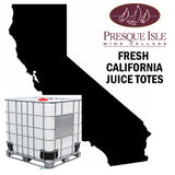 Presque Isle Wine Cellars Fresh California Juice Totes with a large container on a map outline of California.