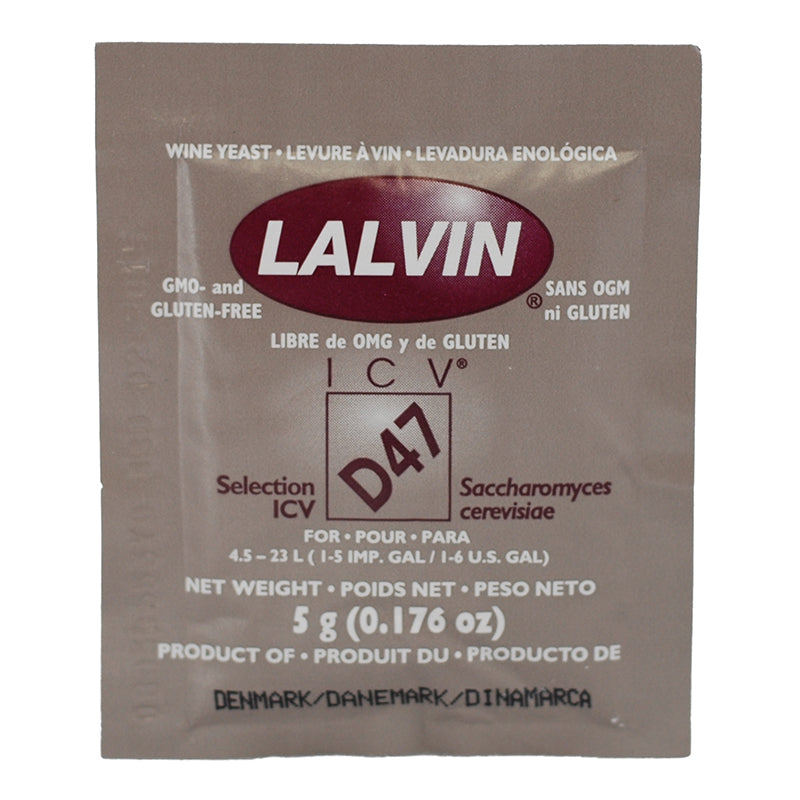 Lalvin ICV D47 Wine Yeast 5-gram packet product photo