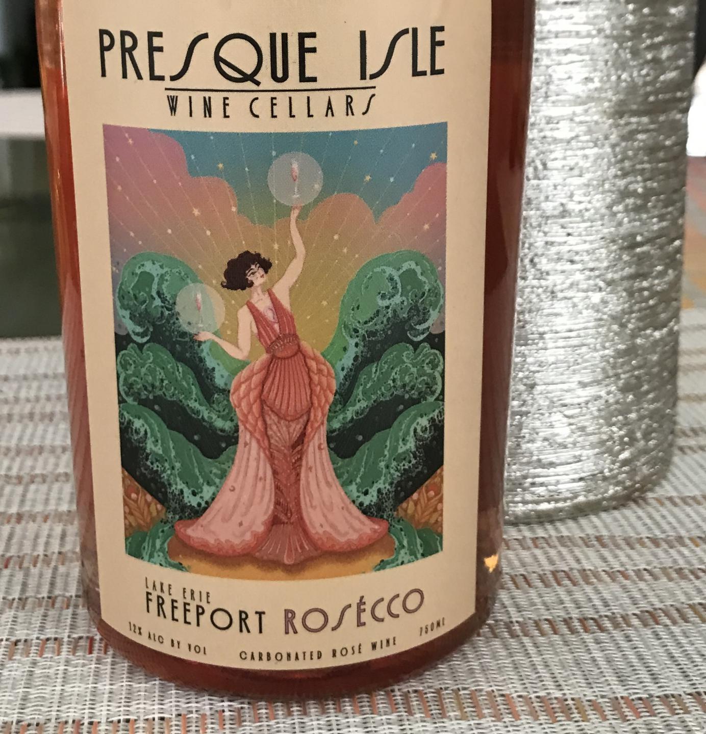 Presque Isle Wine Cellars Freeport Rosecco semi-dry sparkling Rose wine photo