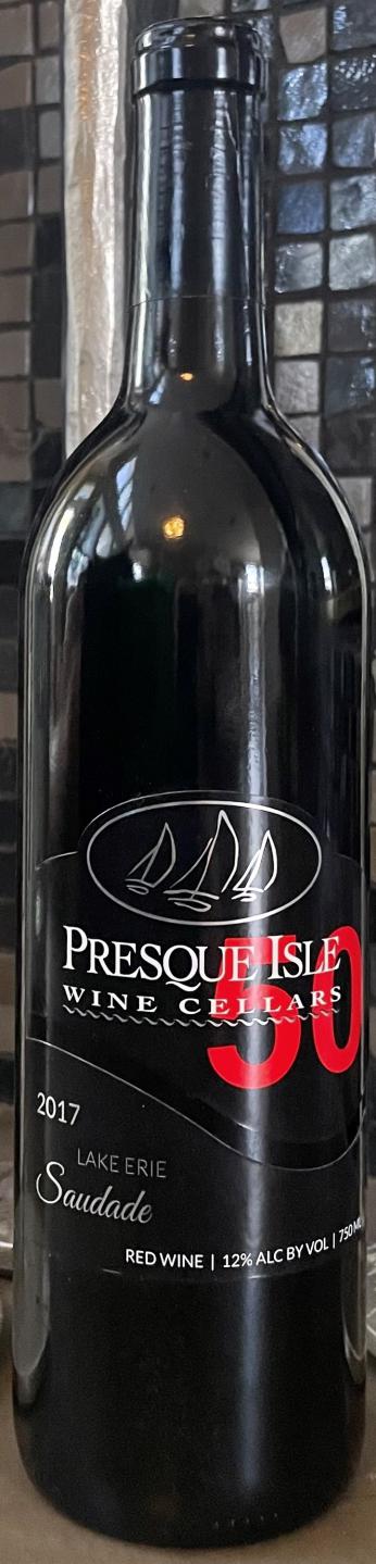 Presque Isle Wine Cellars Saudade red Bordeaux blend wine bottle