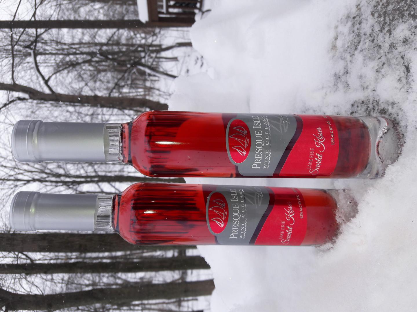 Presque Isle Wine Cellars Award-Winning Scarlet Kisses Cabernet Franc Ice Wine bottle