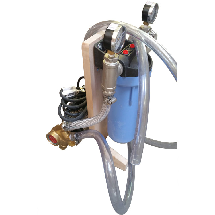 PIWC Wine Filter Unit: 10" Plastic Filter Housing with 100gph Brass Filter Pump product photo