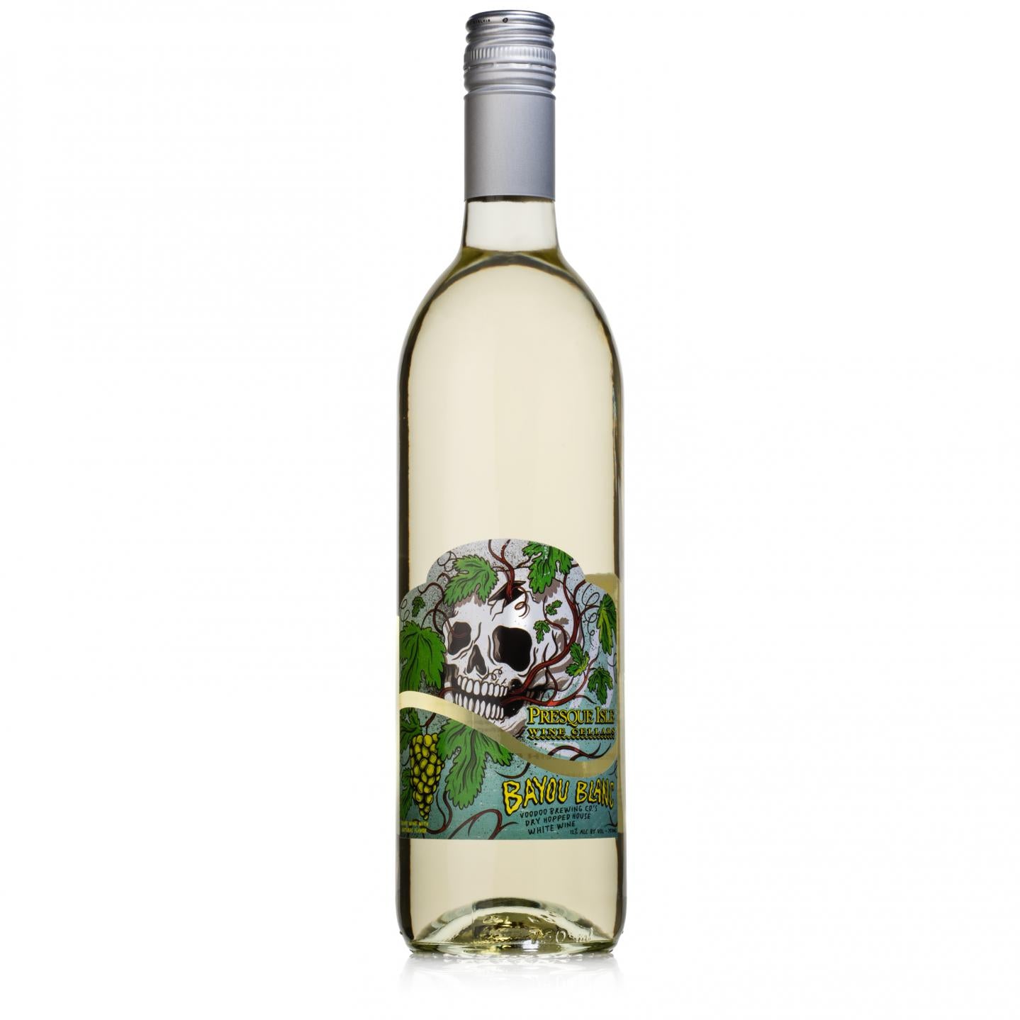 Presque Isle Wine Cellars Bayou Blanc dry-hopped white wine bottle