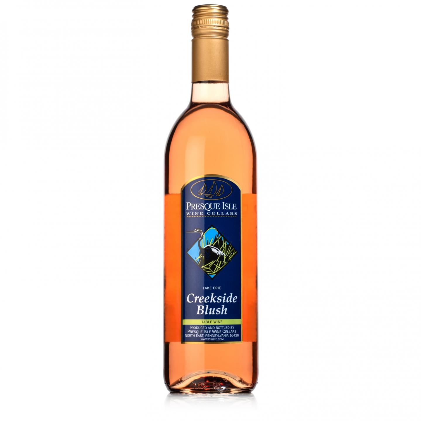 Presque Isle Wine Cellars Creekside Blush sweet Rose wine bottle