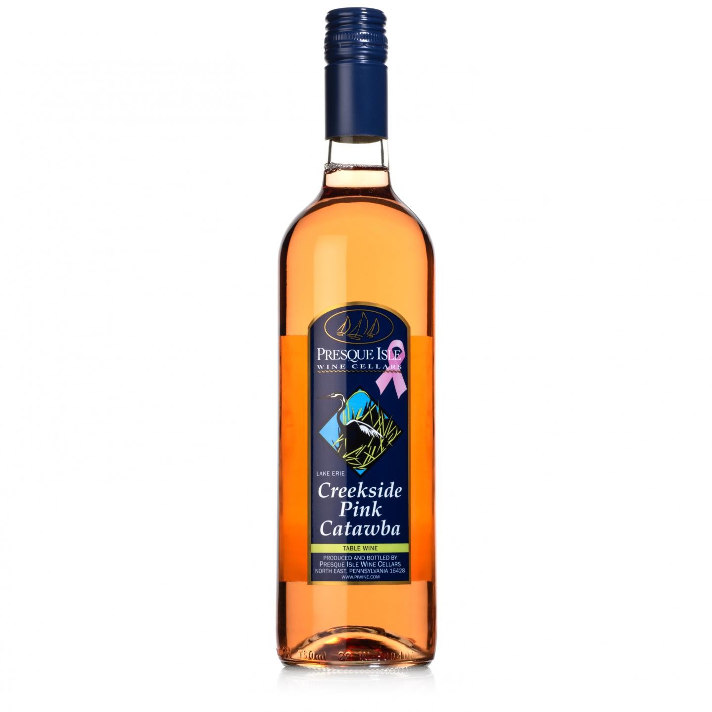 Presque Isle Wine Cellars Creekside Pink Catawba sweet Rose wine bottle