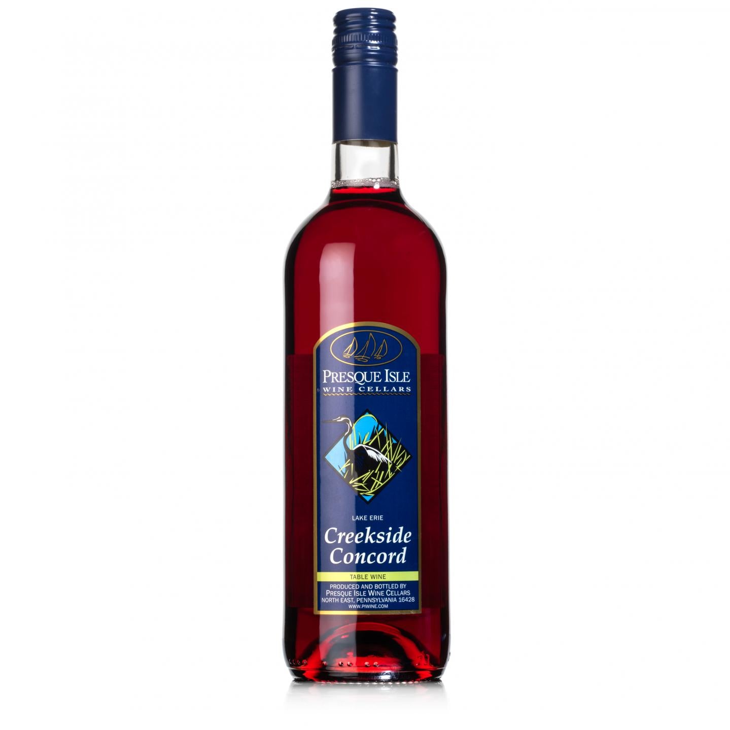 Presque Isle Wine Cellars Creekside Concord sweet red wine bottle