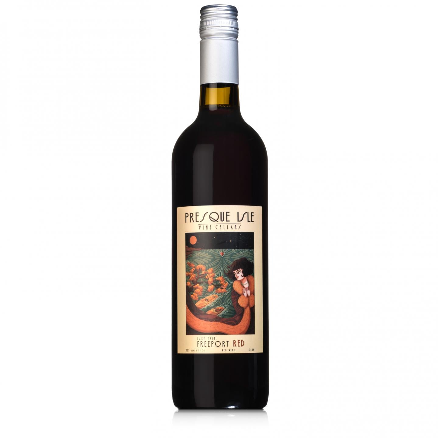 Presque Isle Wine Cellars Freeport Red semi-dry red wine bottle