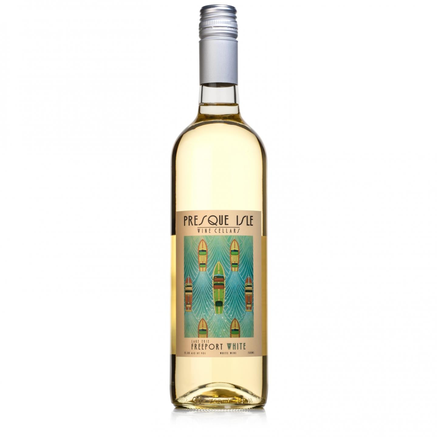 Presque Isle Wine Cellars Freeport White semi-dry white blend wine bottle