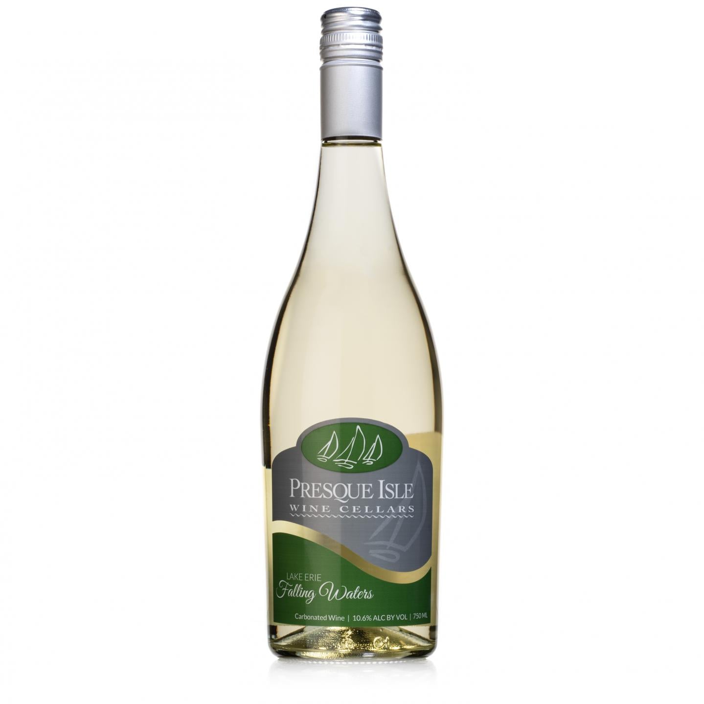 Presque Isle Wine Cellars Falling Waters semi-dry sparkling white wine bottle