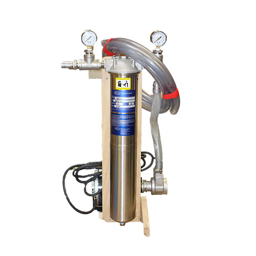 PIWC Wine Filter Unit: 20" Stainless Steel Housing with 240 gph Stainless Steel Pump